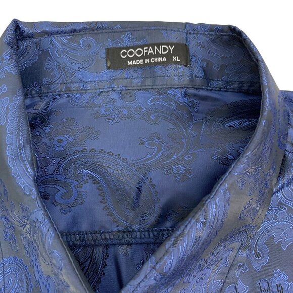 Coofandy Button Down Shirt XL Blue Long Sleeve Dress Casual - Picture 2 of 6